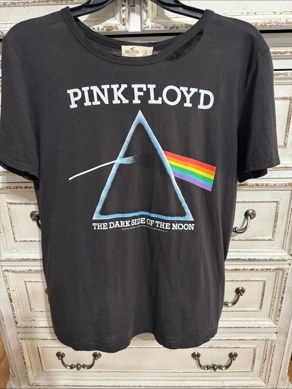 Hollister Black Pink Floyd Graphic Tee with Prism Accent L